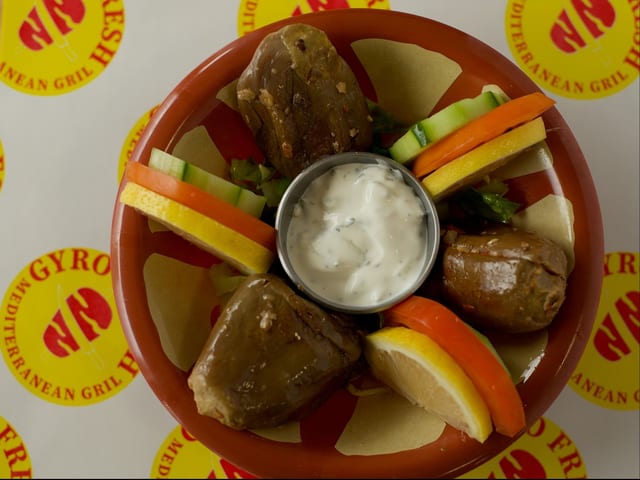Makdous (Stuffed Eggplant) & Pita.
