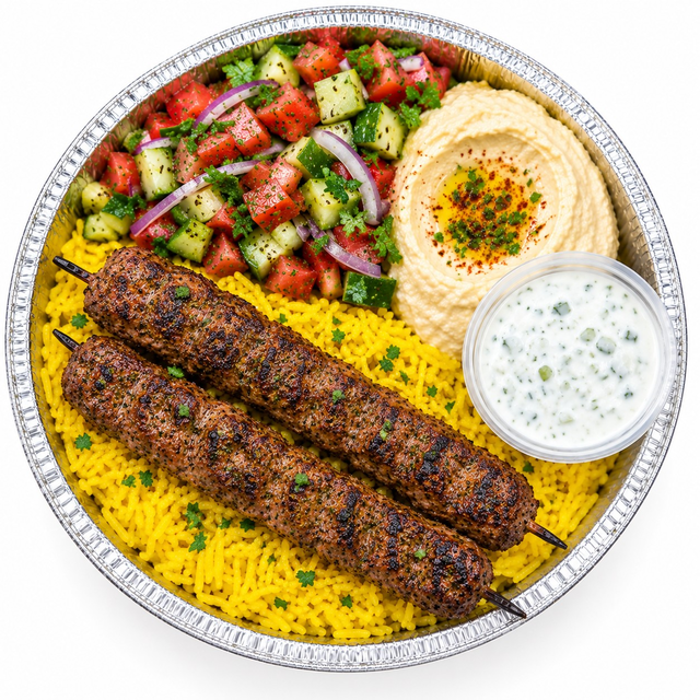 Kofta Kabab Plate (2 Skewers) (H, GF).