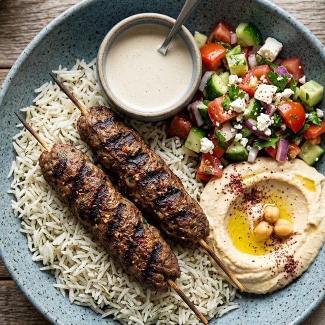 Kofta Kabab Plate (2 Skewers) (H, GF).