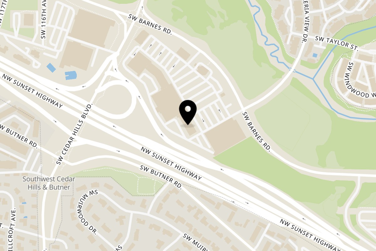 Map showing the location of Gyro Fresh Mediterranean Grill on 10950 SW Barnes Rd in Portland